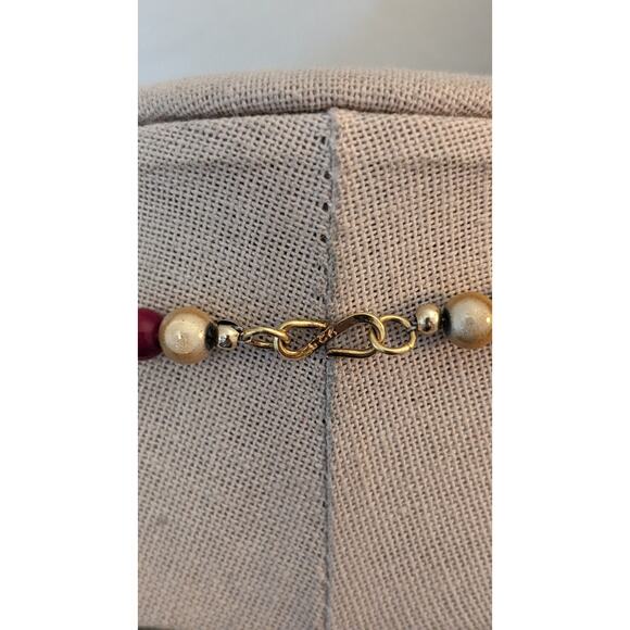 Vintage Metallic Drawbench, Square Lampwork, Art Glass 925 Clasp Bead Necklace - Picture 2 of 12